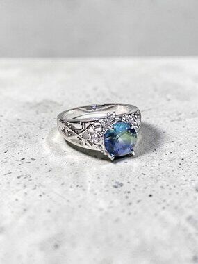 Art Deco Filigree "Rainforest" Ombre Cubic Zirconia Stone Size 8 NWOT